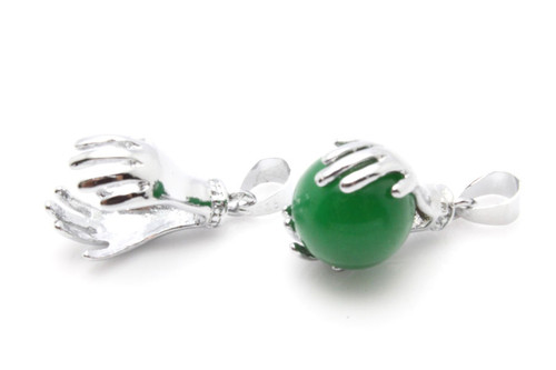 25mm Lucky Hand Pendant With 12mm Green Jade Ball [y848-b77]