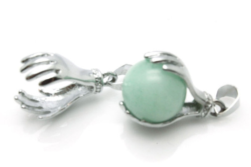 25mm Lucky Hand Pendant With 12mm Amazonite Natural Dyed Ball [y848-d51]