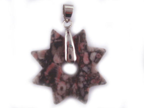 30mm Fossil Jasper Star Donut Pendant [y100d]