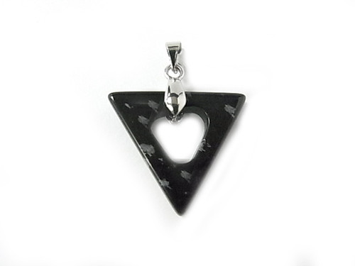 30mm Snowflake Obsidian Triangular Hoop Pendant [y110e]