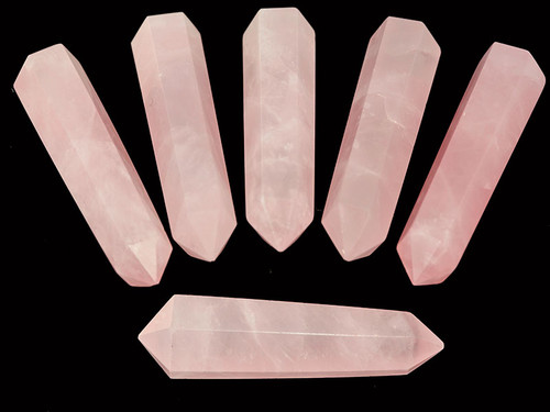 8x35mm Rose Quartz Hexagon Healing Crystal Pendant Part 5pcs [y759a]