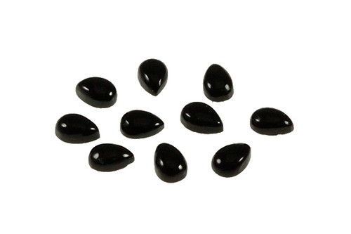 4x6mm Black Agate Pear Cabochon 10 pcs. 2mm thick [y710a]