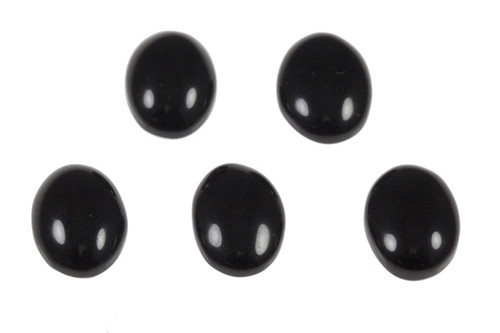 10x14mm Black Onyx Oval Cabochon 5pcs. 4mm thick [y711c]