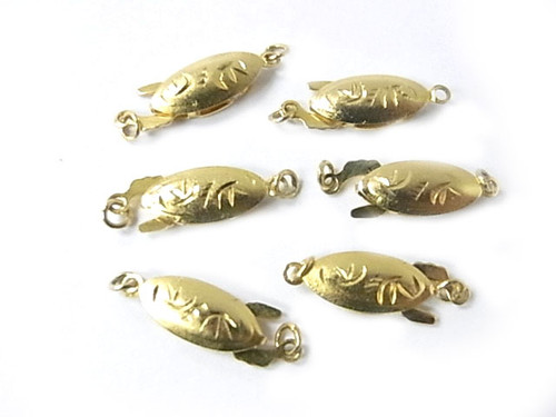 14K Gold Plated 20mm 1-2 Row Clasp 2pcs. [y407b]