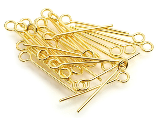 25mm 1" Metal Gold Plated Eyepin (Thick 0.7mm 0.29") 30pcs. [y673a]