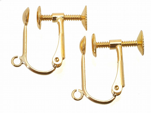 16mm Copper Gold Plated Screw Clip On Earring Finding 10ps. [y362a]