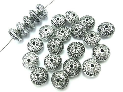 6x10mm Silver Plated Plastic Rondelle Beads About 50 pcs. [y514b]