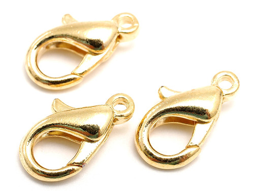 14mm Gold Plated Curved Lobster Clasps 20pcs [y360c]