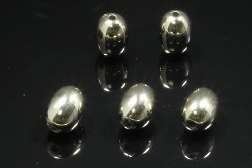 8x10mm Silver Plated Plastic Rice Beads About 30 pcs. [y518a]