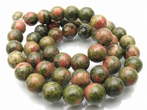 12mm Unakite Round Beads 15.5" natural [12b21]