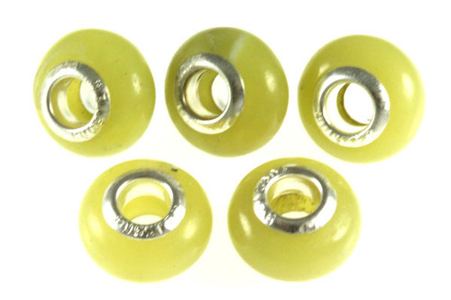 10x14mm Lemon Agate European Beads With Silver Plated (5mm Hole) 1Pc. [y412a]
