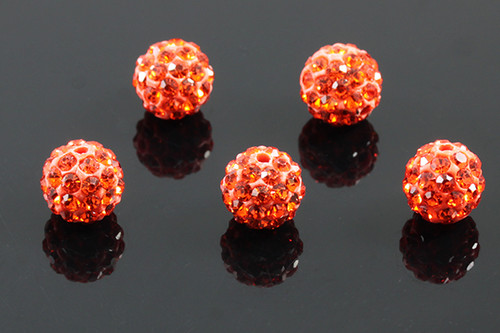 8mm Disco Pave Orange Crystal Beads 5pcs. [y404e]