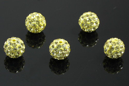 8mm Disco Pave Champagne Crystal Beads 5pcs. [y405k]