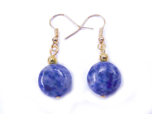 12mm Demin Lapis Puff Coin Earring [y339b]