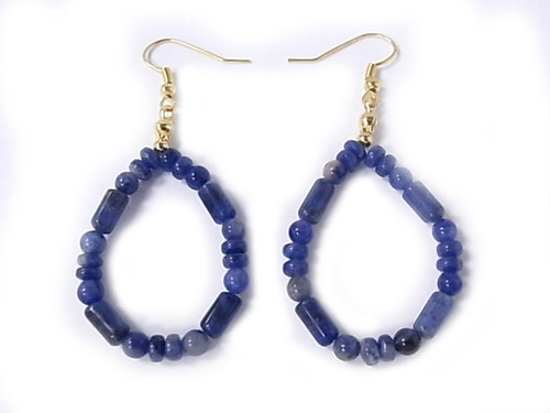 40mm A Grade Sodalite Hoops Earring [y339c]