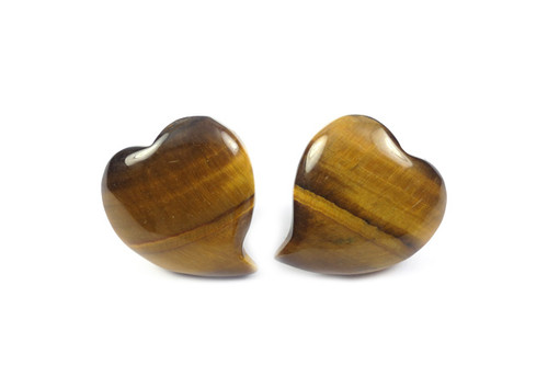 20mm Tiger Eye Heart Clip Earring [y112c]