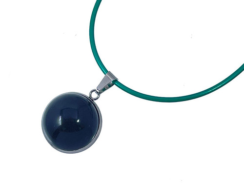 14mm Black Agate Round Cabochon Pendant [y714as]