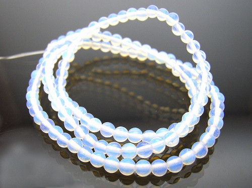 4mm Moonstone Opalite Round Beads 15.5" synthetic [4a43]