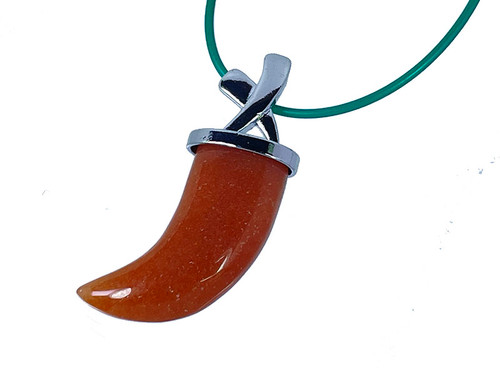 42mm Red Aventurine Claw Silver Plated Pendant [y850a]