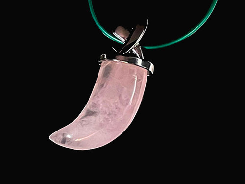 42mm Rose Quartz Claw Silver Plated Pendant [y850c]