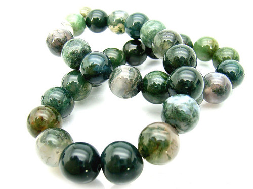 12mm Moss Agate Round Beads 15.5" natural [12d3]