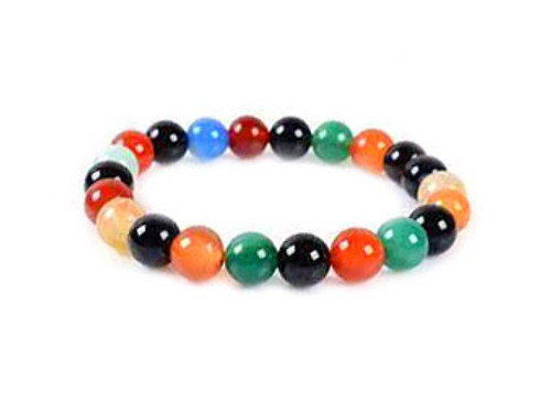 6mm Mix Agate Elastic Bracelet 7.5" dyed [b2d29]