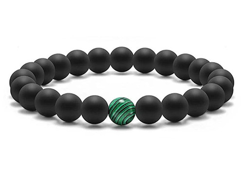 6mm Onyx Obsidian Elastic Bracelet 7.5" [b2b65g]