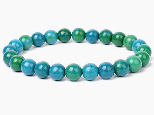 6mm Matte Azurite Chrysocolla Elastic Bracelet 7.5" dyed [b2d41m]