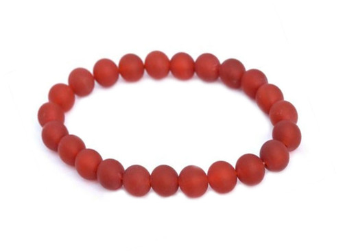 6mm Matte Red Agate Elastic Bracelet 7.5" heated [b2f10m]