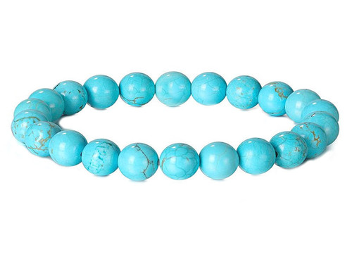 8mm Blue Turquoise Elastic Bracelet 7.5" stabilized [b3d21]