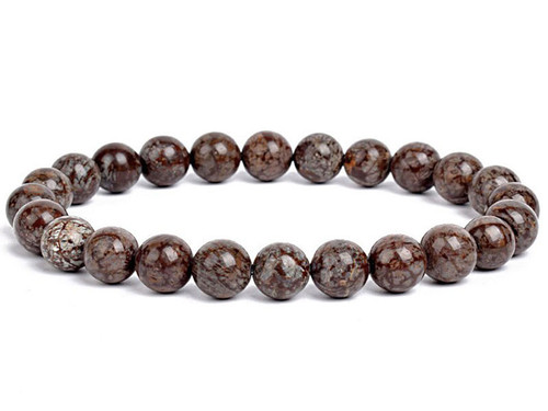 8mm Brown Snowflake Elastic Bracelet 7.5" natural [b3b4]