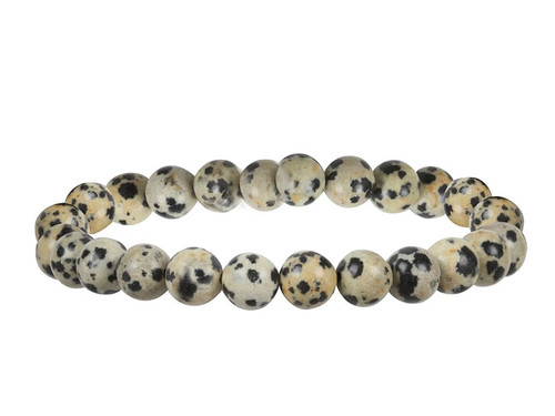 8mm Dalmatian Jasper Elastic Bracelet 7.5" natural [b3b23]