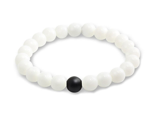 8mm Snow Jade Elastic Bracelet 7.5" natural [b3b40k]