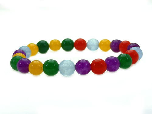 8mm Mix Jade Elastic Bracelet 7.5" dyed [b3x3]