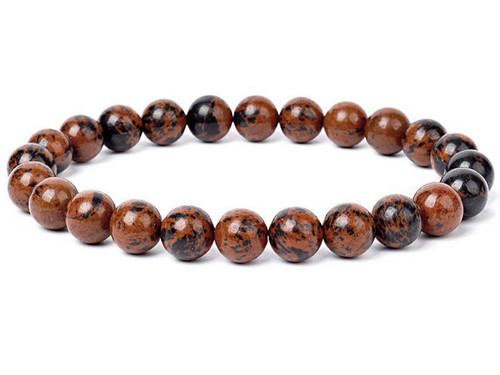 8mm Matte Mahogany Obsidian Elastic Bracelet 7.5" natural [b3b28m]