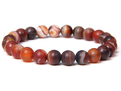 8mm Matte Botswana Agate Elastic Bracelet 7.5" natural [b3f27m]