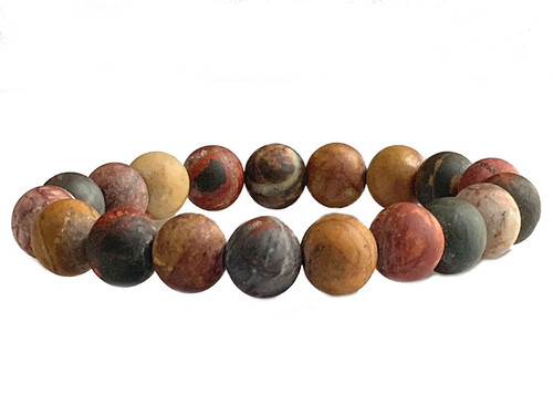 8mm Matte Petrified Wood Agate Elastic Bracelet 7.5" natural [b3r38m]