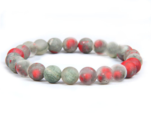 8mm Matte Africa Blood Agate Elastic Bracelet 7.5" natural [b3r71m]