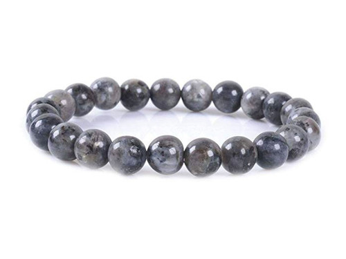 4mm Black Labradorite Elastic Bracelet 7.5" natural [b1d40]