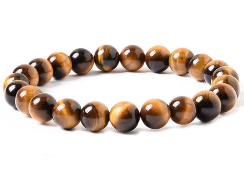 4mm Yellow Tiger Eye Elastic Bracelet 7.5" dyed [b1g3y]