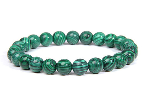 4mm Matte Green Malachite Elastic Bracelet 7.5" synthetic [b1r37m]