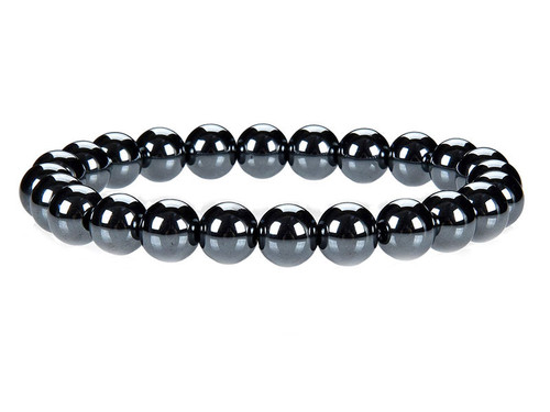 10mm Hematite Elastic Bracelet 7.5" synthetic [b4a21]