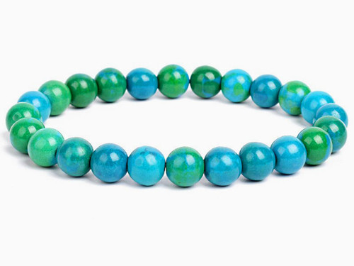 10mm Azurite Chrysocolla Elastic Bracelet 7.5" dyed [b4d41]