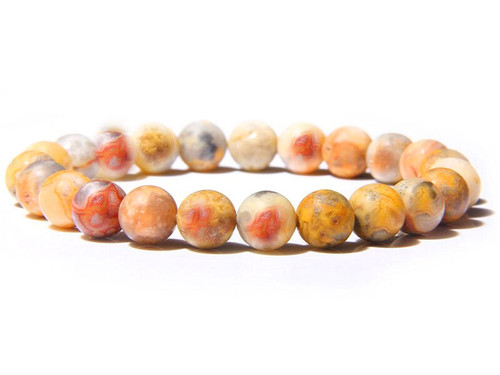 10mm Crazy Lace Agate Elastic Bracelet 7.5" natural [b4r28]