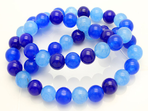 12mm Mix Blue Jade Round Beads 15.5" dyed [12x5]