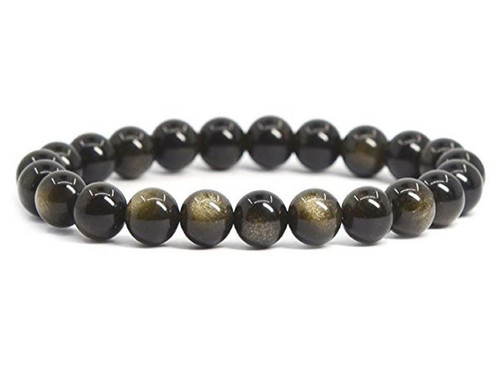 10mm Golden Sheen Obsidian Elastic Bracelet 7.5" natural [b4r70]