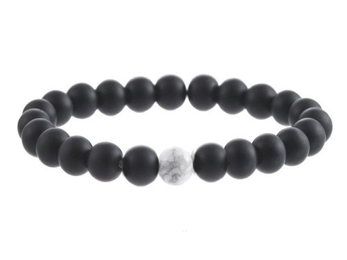 10mm Onyx Obsidian Elastic Bracelet 7.5" [b4b65w]