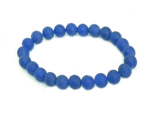 10mm Matte Blue Agate Elastic Bracelet 7.5" dyed [b4f12m]