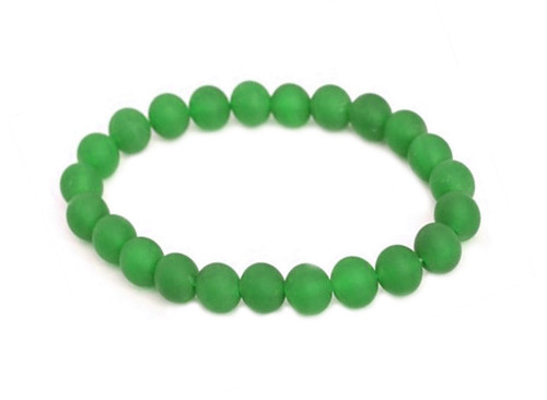 10mm Matte Green Agate Elastic Bracelet 7.5" dyed [b4f13m]