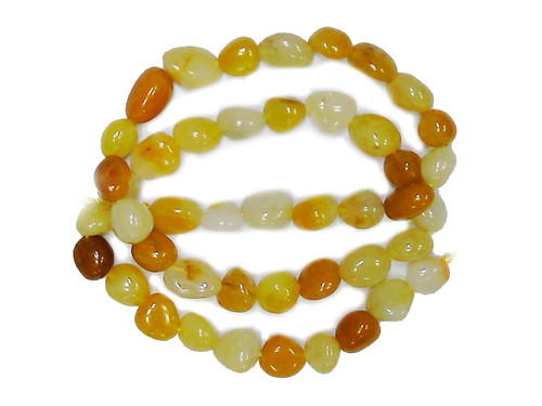 8x10mm Golden Jade Pebble Beads 15.5" [h20y]